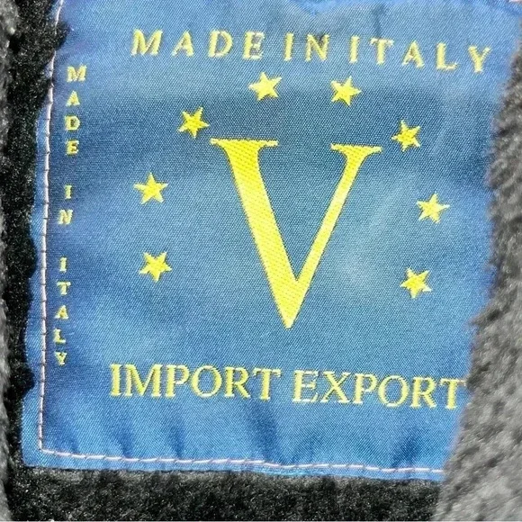 V Made in Italy soft Leather black Coat with super warm lining, pockets - Picture 8 of 11